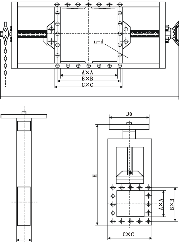 DLMD電動螺旋閘門/電動煤閘門/電動螺旋閘門外形結構尺寸圖