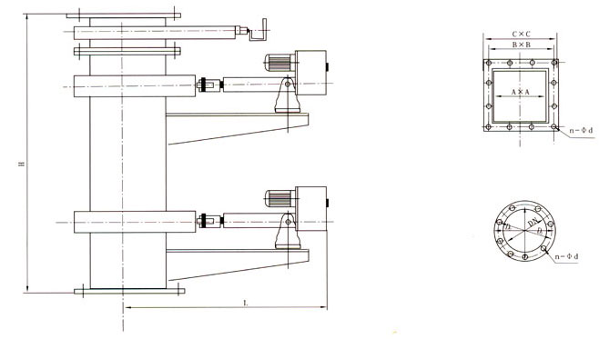 SDYCF-I、SDCF-I智能電液動插板式雙層卸灰閥外形尺寸圖