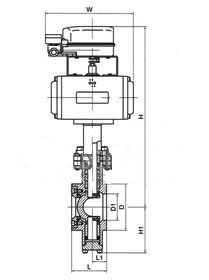VQ677Y氣動V型球閥PN16~PN25外形結構尺寸圖