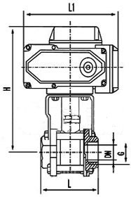 Q911F電動(dòng)內(nèi)螺紋三片式球閥PN16~PN100外形結(jié)構(gòu)尺寸圖