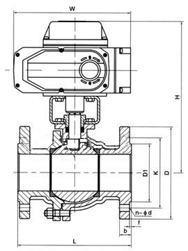 Q941F電動法蘭調節球閥PN16~PN40外形結構尺寸圖