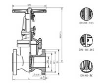 Z41T、Z41W、Z41H型楔式手動閘閥PN16~PN160外形結構尺寸圖