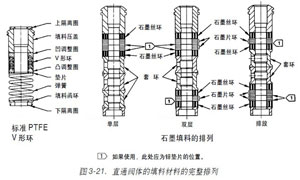調節閥聚四氟乙烯V形環直通閥體的填料材料的完整排列