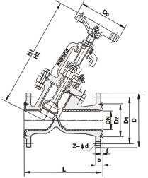 J45J-10襯膠直流式截止閥主要連接尺寸及重量