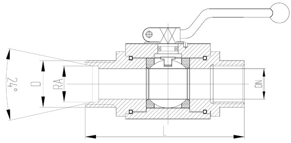 內螺紋-24度錐高壓球閥-GKBKHG3/4-M30*2-24°-320P外形尺寸圖