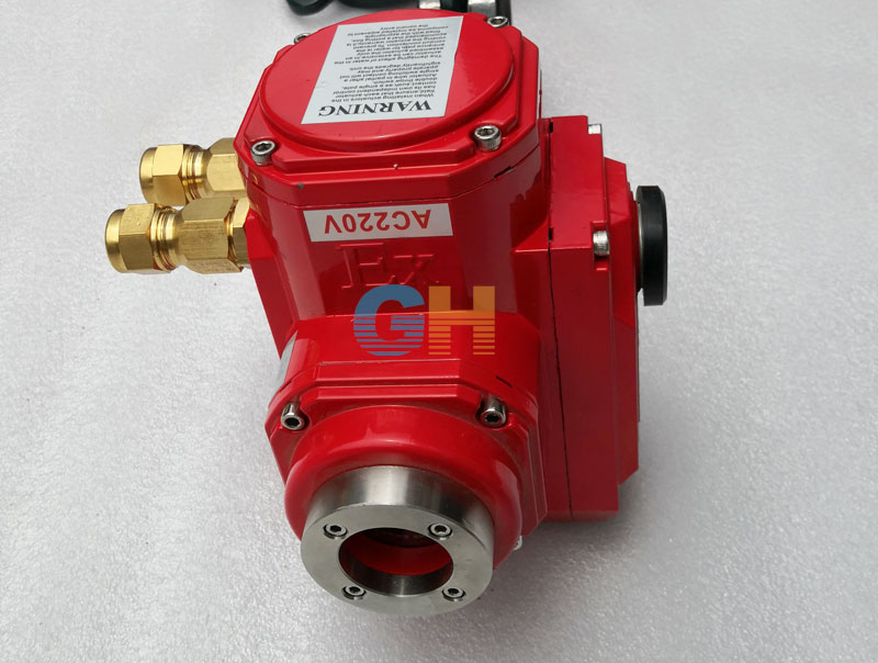DN50軟密封對夾式電動蝶閥-配精小型防爆電動執(zhí)行器實物圖三